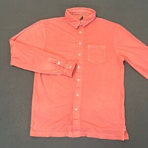 Johnnie-O Mens Long Sleeve Button Down Shirt Small Pink 100 Cotton Jersey Pocket